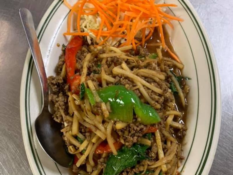 Pud Bi Gra Prow at Thai Lanna Restaurant in Fayetteville, NC